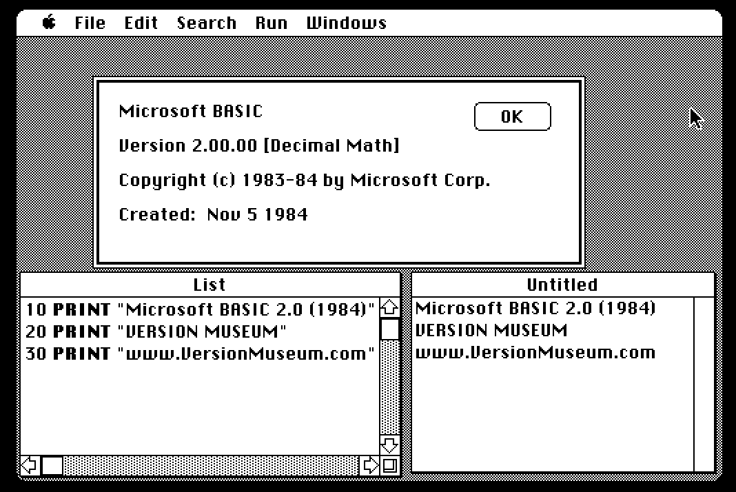 Microsoft BASIC 2.0 for Mac (1984)